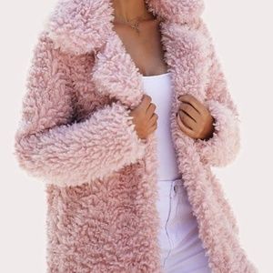 Furry knee length PINK jacket